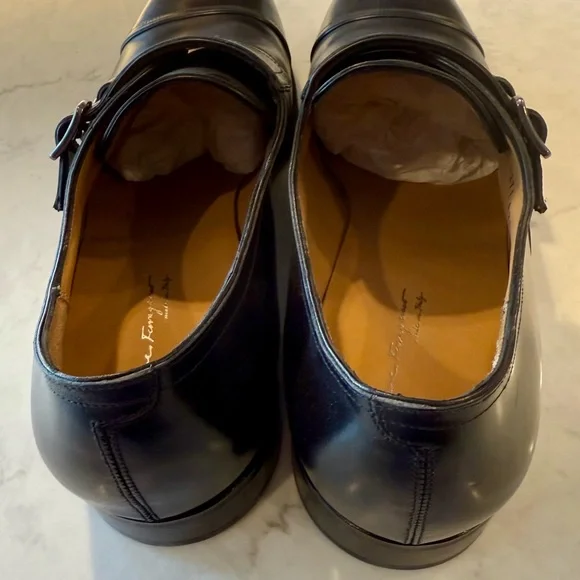 Salvatore Ferragamo Navy Double Monk Strap Oxfords display picture 1